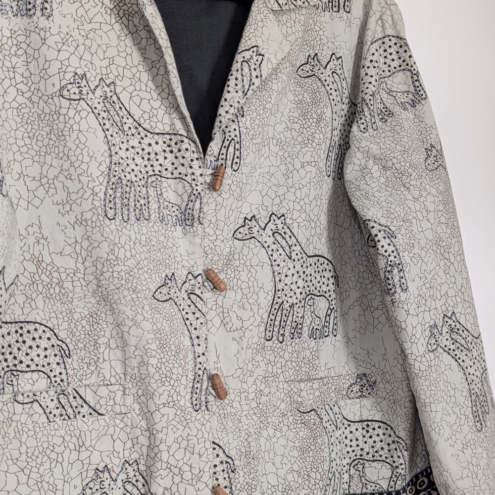 Vintage Y2K New Identity Giraffe Print Cotton Jacket – Wood Toggles Size M/L - Picture 2 of 5